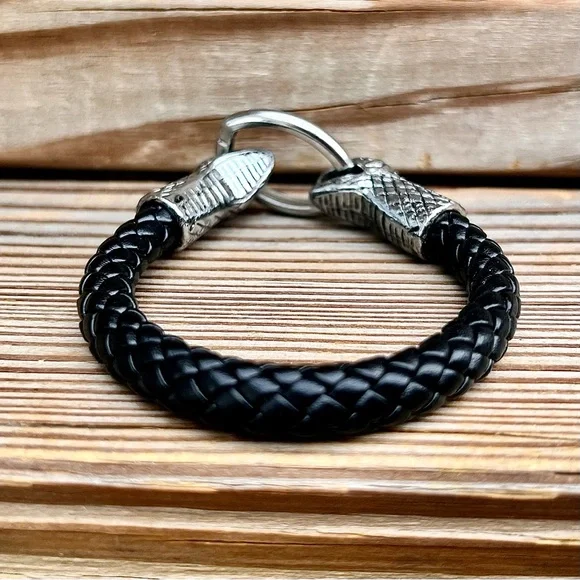 Python Braided Leather Rope Cuff! NEW! - Picture 11 of 16